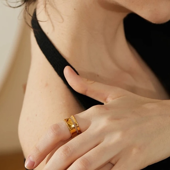 ⭐️unique Retro Gold Double Bar Ring - Picture 11 of 13